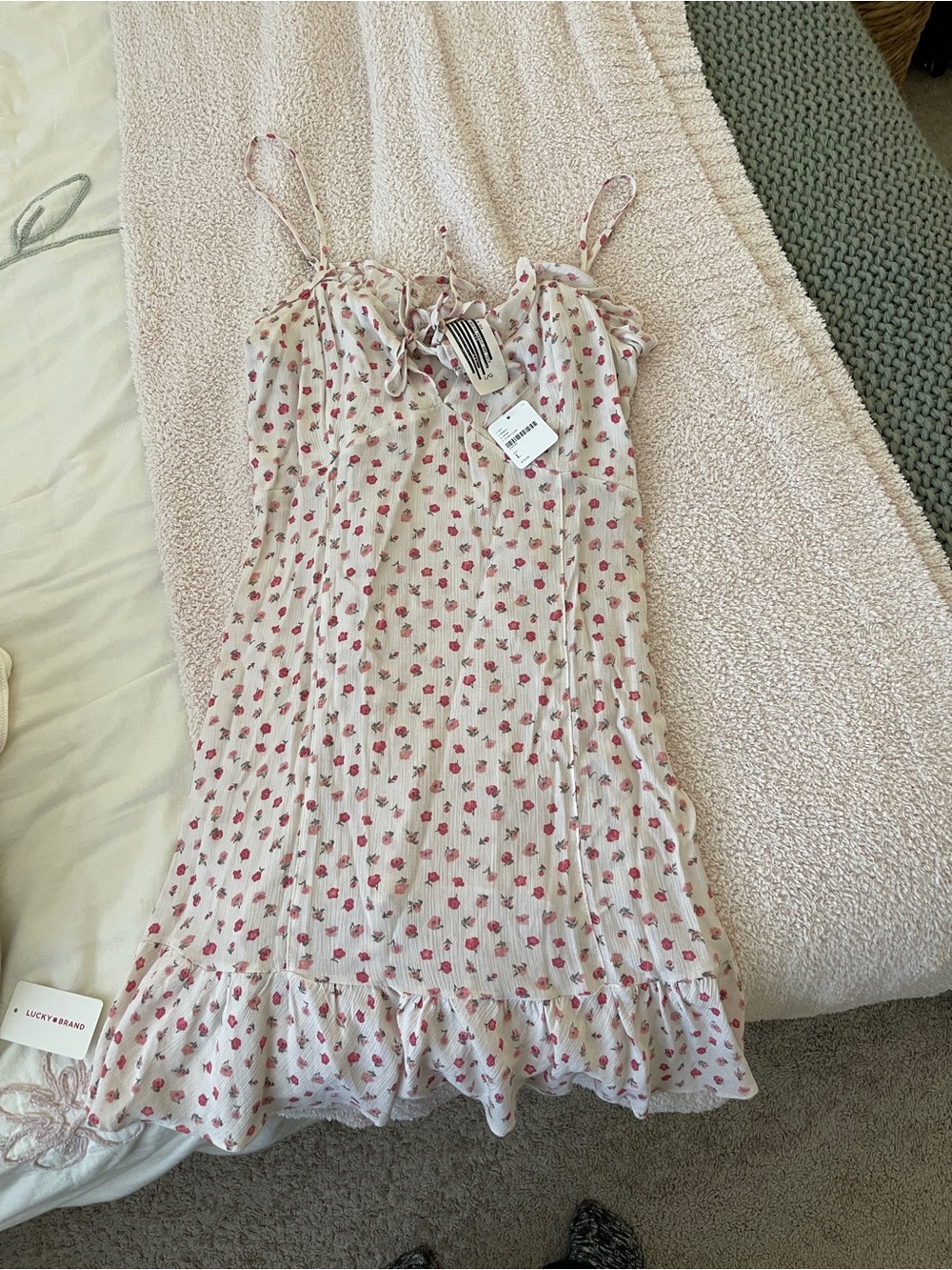 Free People Cream Mini Dress with Pink Floral Print